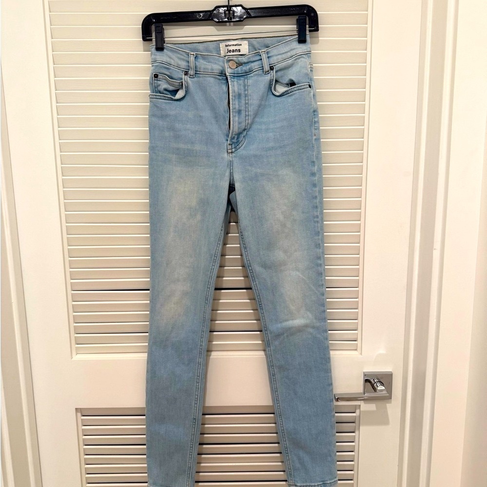 Reformation Light Blue High Rise Skinny Jeans with Stretch